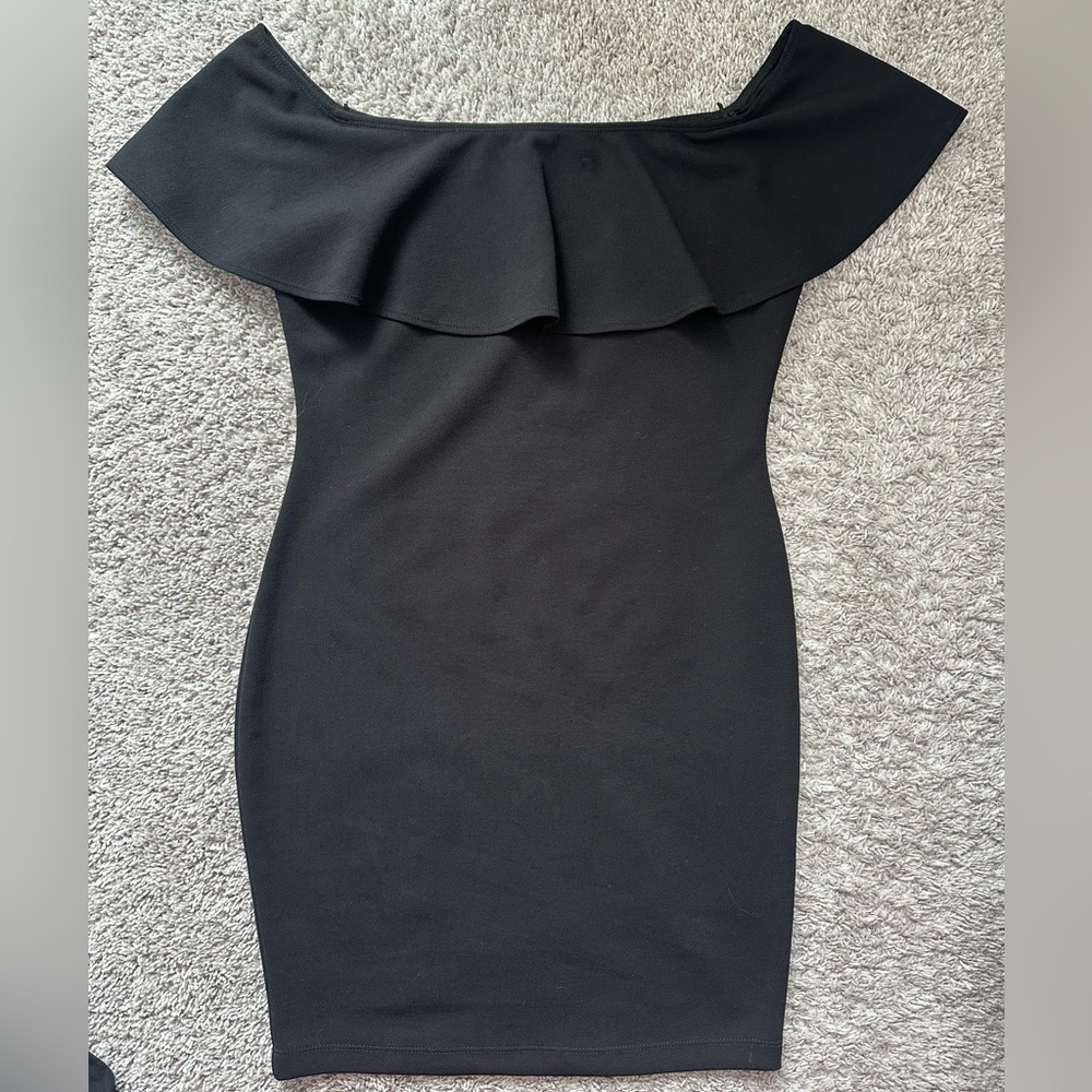 Guess Black Ruffled Mini Dress